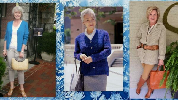 Модные свитера и кофты для женщин старше 55 лет