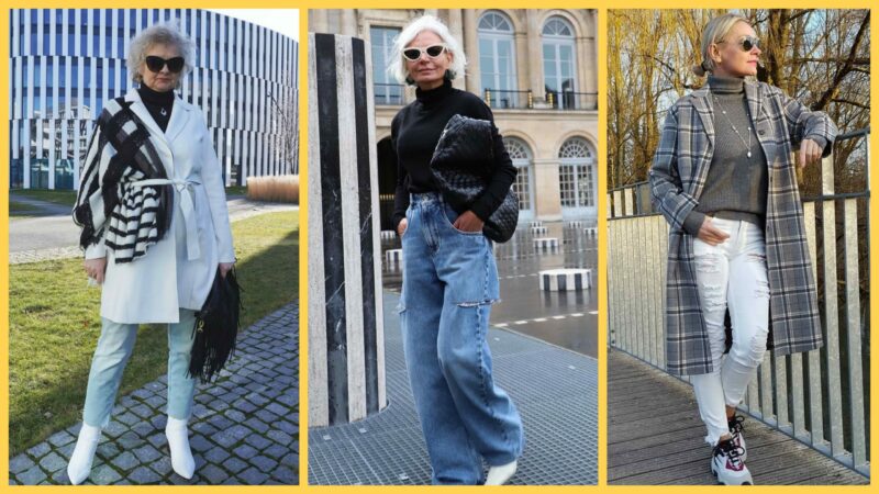 Водолазки с джинсами для женщин за 50 лет