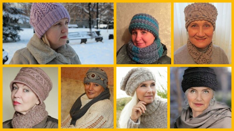 Вязаные шапки для женщин после 60 лет