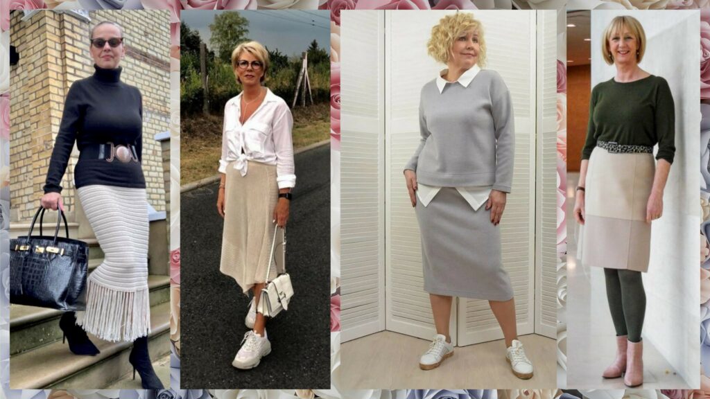 Трикотажные юбки дамам 55-60 лет